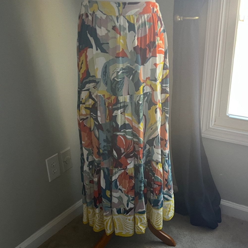 Soft Surroundings Multicolored Tiered Maxi Skirt